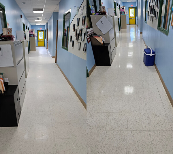 Before And After Floor Stripping And Waxing Services in Clarksville, NJ (1)